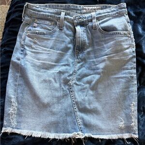 AG Erin Pencil Denim Distressed Skirt